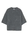Closed Crew Neck Short Sleeve Sweater In Dark Grey In Gray