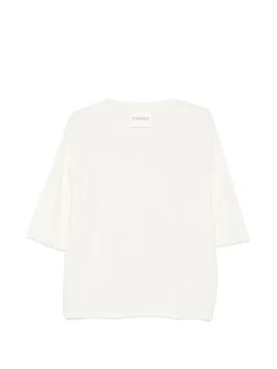Closed Wool Crewneck Sweater In White