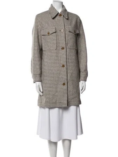 Pre-owned Closed Wool Houndstooth Print Coat In Neutrals