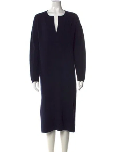 Pre-owned Closed Wool Knee-length Dress W/ Tags In Blue