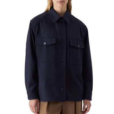 Closed Wool Overshirt In Dark Night In Grey