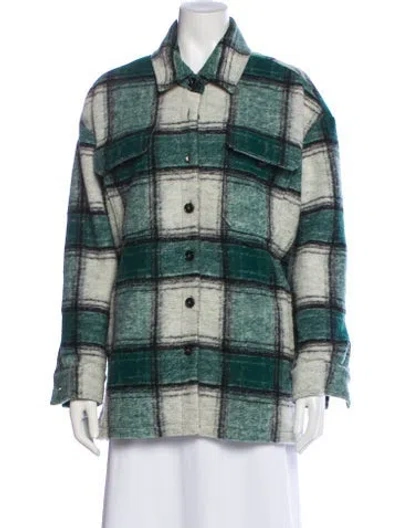 Pre-owned Closed Wool Plaid Print Jacket In Green