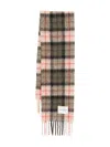 Closed Multicolored Alpaca Blend Scarf With Classic Checkered Pattern In Pink