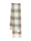 Closed Cozy Plaid Wool Scarf With Fringed Edges In Sand