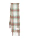 Closed Cozy Plaid Wool Scarf With Fringed Edges In Sand