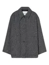 Closed Herringbone-pattern Button Coat