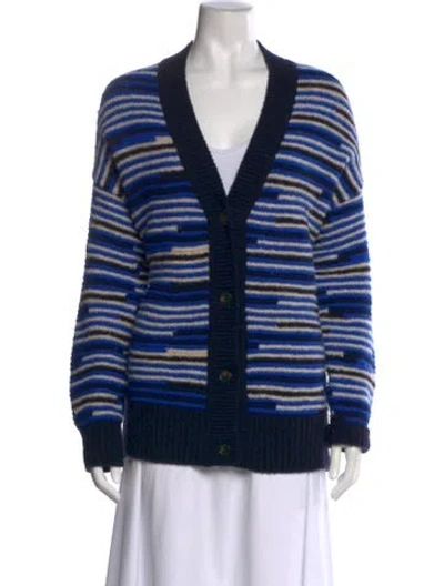 Pre-owned Closed Wool Striped Sweater In Blue