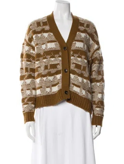 Pre-owned Closed Wool Striped Sweater In Brown