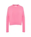 Closed Wool Sweater With Round Neckline And Ribbed Detailing In Pink