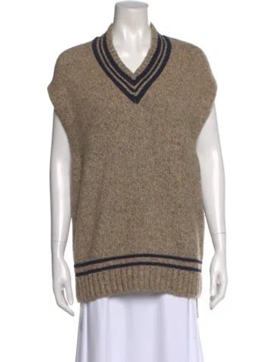 Pre-owned Closed Wool V-neck Sweater In Brown