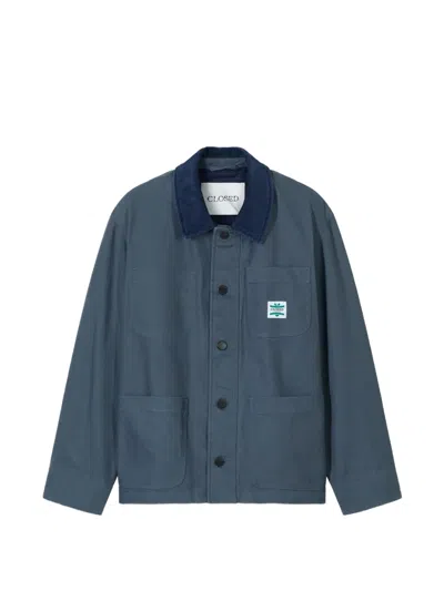 Closed Workwear Corduroy-collar Patch-pocket Jacket In Blue