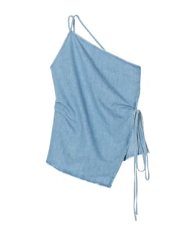 CLOSED WRAP-DESIGN DENIM TOP