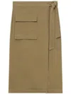 Closed Tie-fastening Cotton Midi Skirt