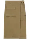 Closed Tie-fastening Cotton Midi Skirt In 913 Taupe Beige