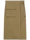 Closed Tie-fastening Cotton Midi Skirt In 913 Taupe Beige
