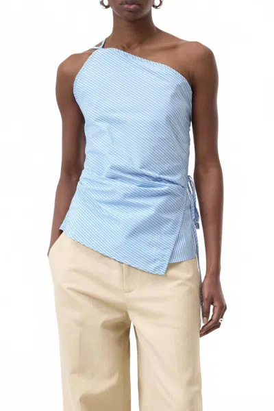 Closed Wrap Top In Cornflower Blue In Multi