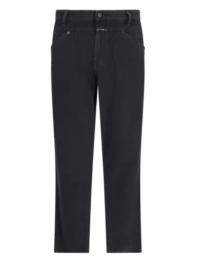 Closed 'x-lent Tapered' Wide Jeans In Black  