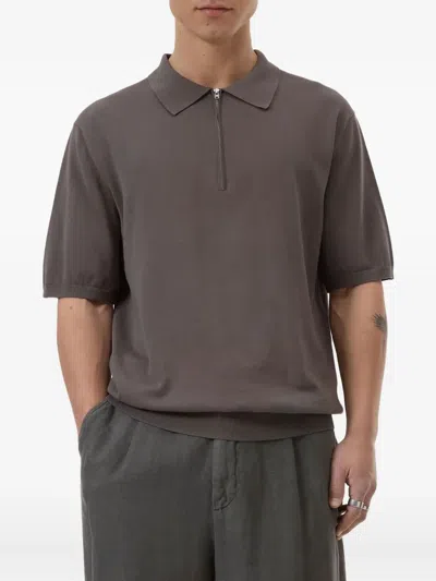 Closed Zip-neck Polo Shirt In Gray