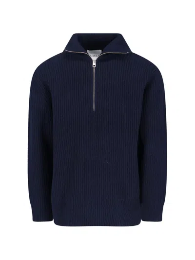 Closed Zip Sweater In Blue