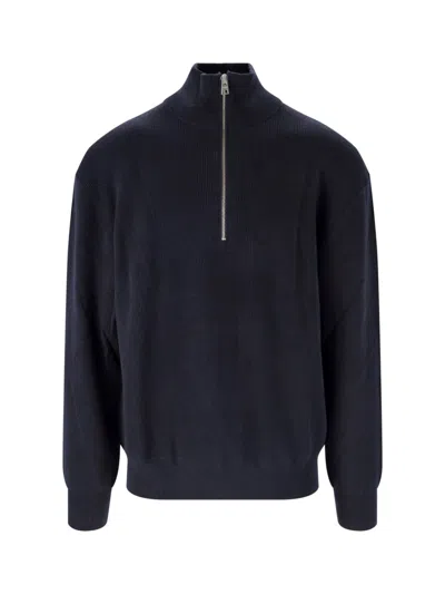 Closed Zip Sweater In Blue