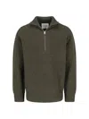 Closed High Collar Long Sleeve Knit Sweater In Green