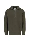 Closed High Collar Long Sleeve Knit Sweater In Green
