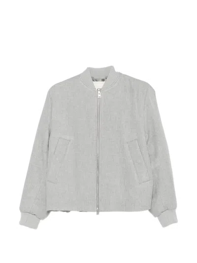 Closed Zip-up Bomber Jacket In Gray