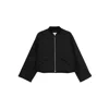 Closed Black Zip-front Flap-pocket Jacket In Black