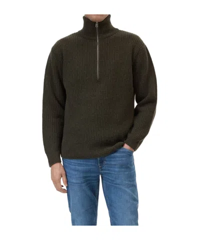 Closed Zippered Long-sleeve Sweater In Green