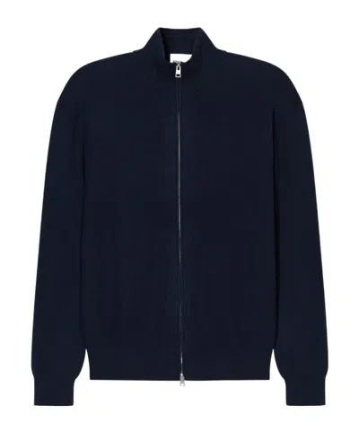 Closed Zippered Long-sleeve Sweater In Blue