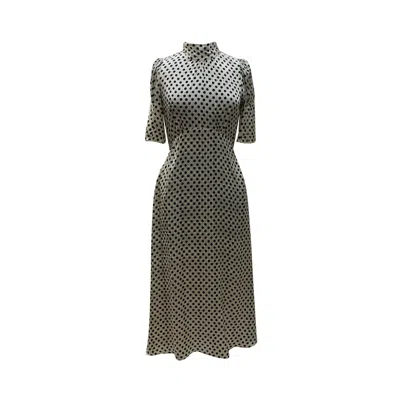Closet London Women's Black / White  Black Polka Dot Print Tie Back A-line Dress In Black/white