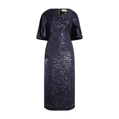 Closet London Women's Blue Navy Sequin Cowl Neck Cape Dress | ModeSens