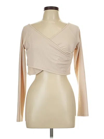Pre-owned Closet Long Sleeve Top Tan One Shoulder Neckline Tops