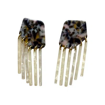 Closet Rehab Pink / Purple / White Shield Fringe Earrings In Ladylike In Multi