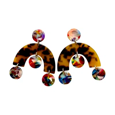 Closet Rehab Women's Black / Brown Arch Drop Earrings In Rainbow In Multi