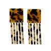Closet Rehab Women's Black / Brown Square Fringe Earrings In Classic Af