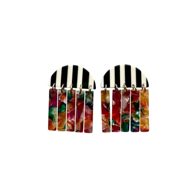 Closet Rehab Women's Black / White Fringe Earrings In Walk The Line