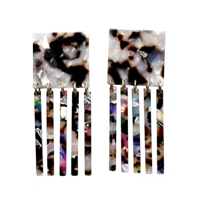 Closet Rehab Women's Black / White Square Fringe Earrings In Binge Worthy