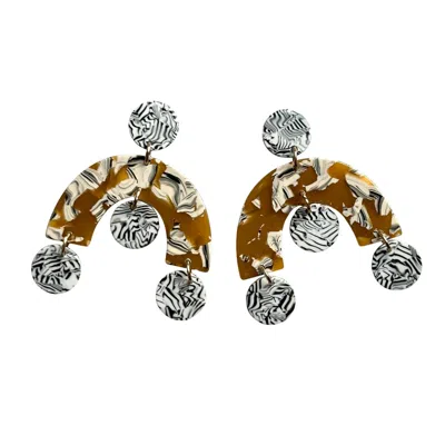 Closet Rehab Women's Black / White / Yellow Arch Drop Earrings In Pittsburgh Pride In Metallic