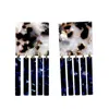 Closet Rehab Women's Blue / Black / White Square Fringe Earrings In Cool Girl