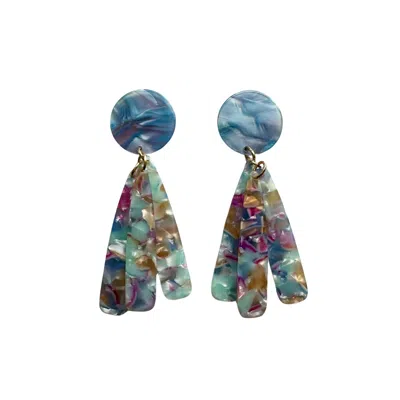 Closet Rehab Women's Blue / Pink / Purple Petal Drop Earrings In Tickled Fancy In Multi