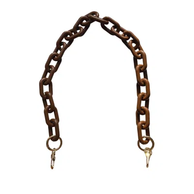 Closet Rehab Women's Chain Link Short Acrylic Purse Strap In Chocolate Brown