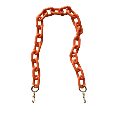 Closet Rehab Women's Chain Link Short Acrylic Purse Strap In Orange In Gold