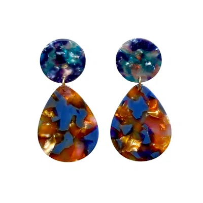 Closet Rehab Women's Gold / Blue / Pink Teardrop Earrings In Autumn Sunset