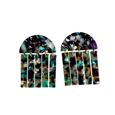 Closet Rehab Women's Green / Black / Pink Fringe Earrings In Wicked Remix