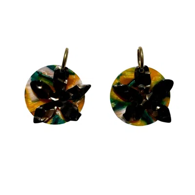Closet Rehab Women's Green / Black / Yellow Convertible Hoop Earrings In Limited Addiction In Brown