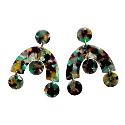 Closet Rehab Women's Green / Grey / Pink Arch Drop Earrings In Touch Of Envyyy In Multi