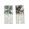 Closet Rehab Women's Green / Grey / White Square Fringe Earrings In Abalone