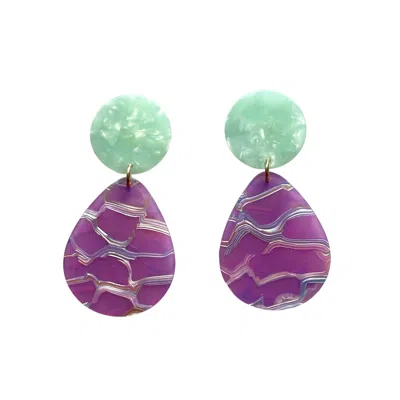 Closet Rehab Women's Green / Pink / Purple Teardrop Earrings In Electric Grape