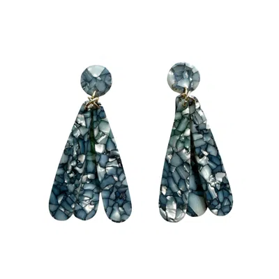 Closet Rehab Women's Grey Petal Drop Earrings In Serene Slate